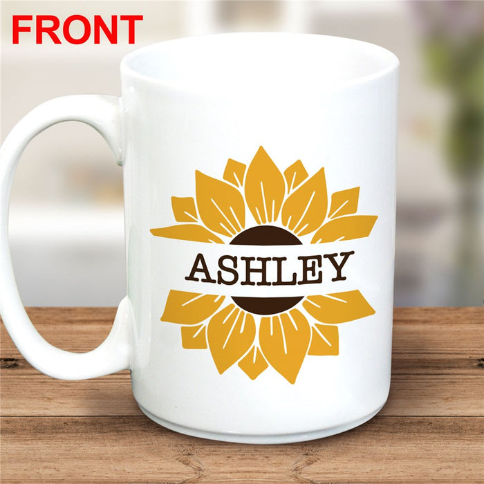 Sunflower Latte Mug - Personalized Floral Coffee Mug - Way Up Gifts
