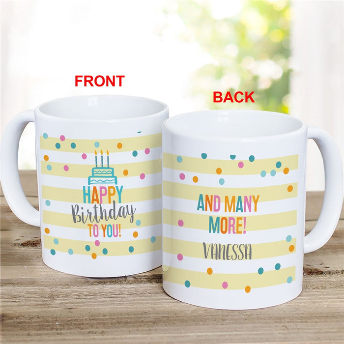 Yellow Stripes Birthday Mug - Personalized Celebration Gift - Way Up Gifts