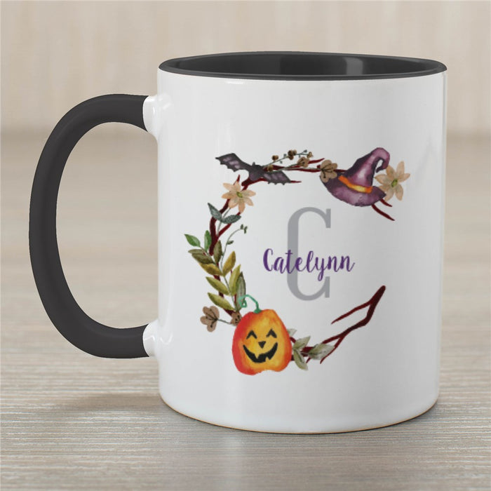 Witch's Hat Wreath Halloween Coffee Mug - Personalized Spooky Design - Way Up Gifts