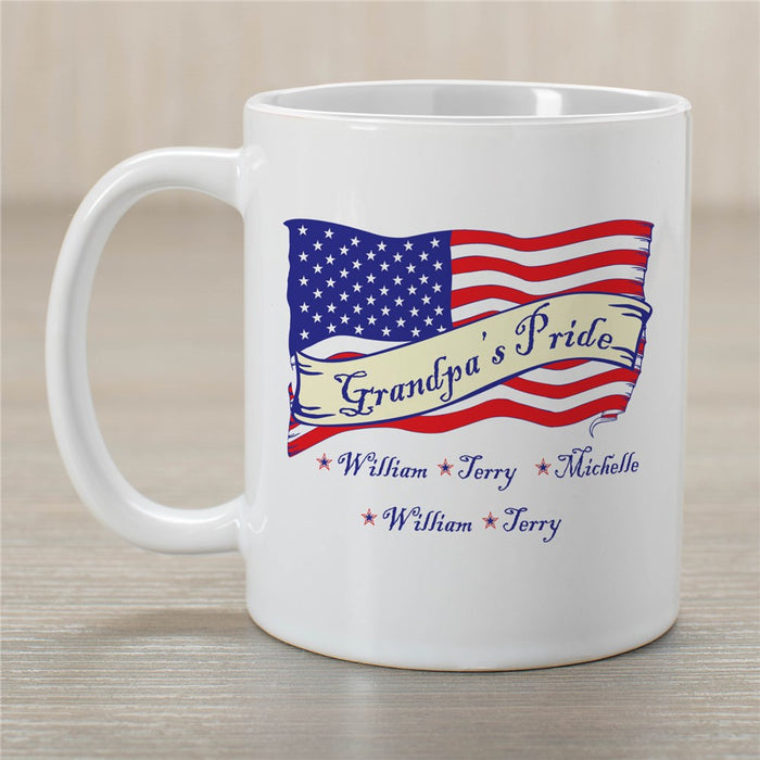 American Pride Ceramic Personalized Coffee Mug - Patriotic Custom USA Coffee Mug - Way Up Gifts