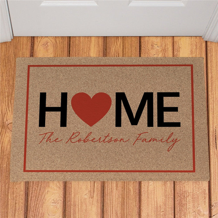 Home Heart Personalized Doormat - Custom Family Entry Mat - Way Up Gifts