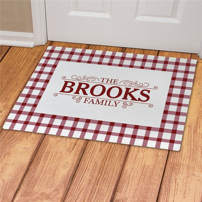 Gingham Personalized Doormat - Custom Patterned Welcome Mat - Way Up Gifts