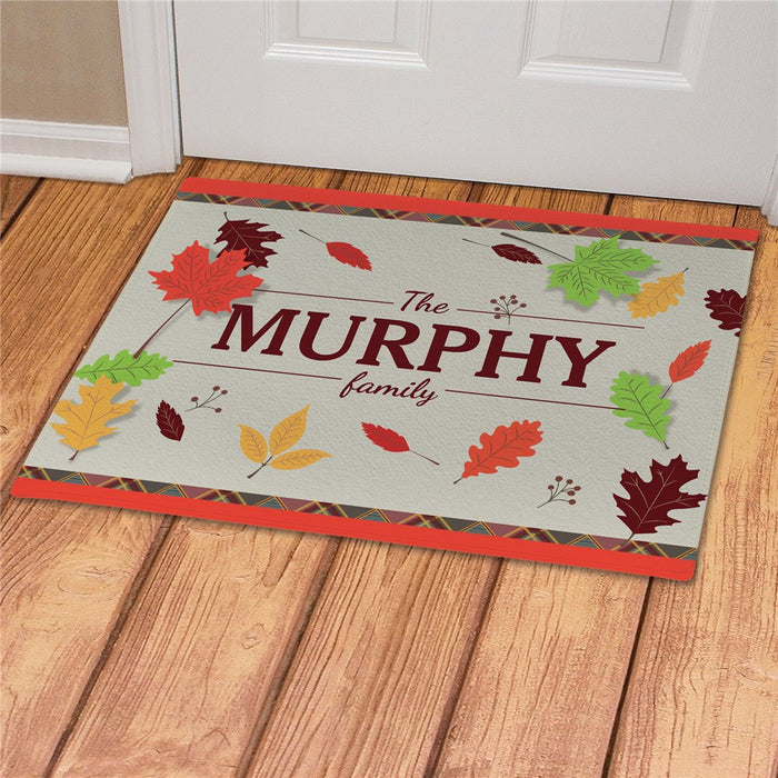 Fall Leaves Personalized Doormat - Custom Autumn Entry Mat - Way Up Gifts