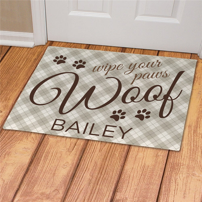 Woof Personalized Doormat - Custom Dog Lover Welcome Mat - Way Up Gifts