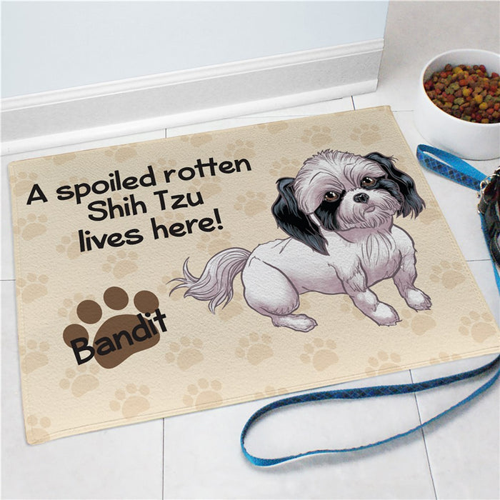 Shih Tzu Spoiled Here Personalized Doormat - Custom Dog Entry Mat - Way Up Gifts