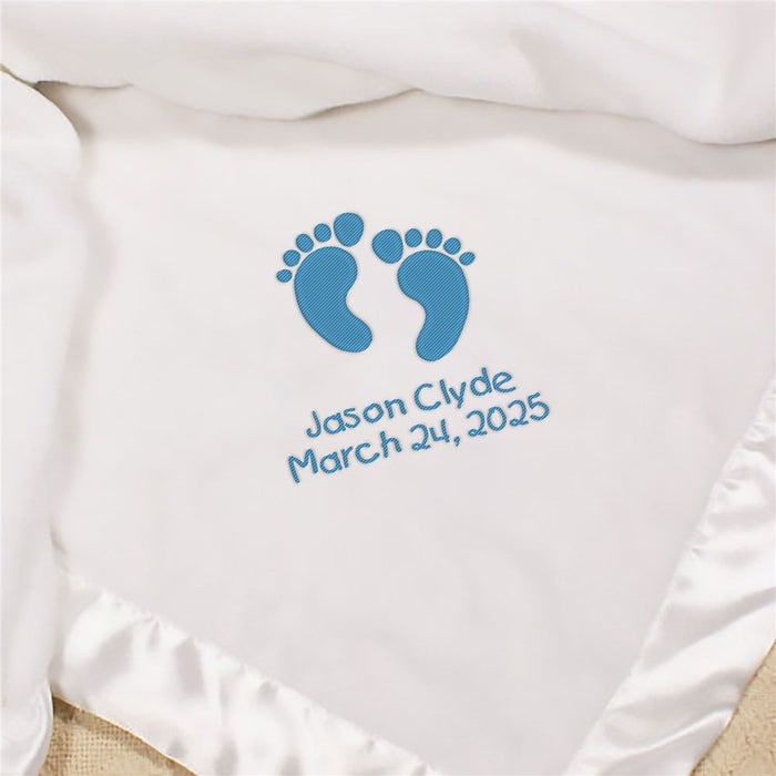 Embroidered Baby Boy Fleece Blanket - Personalized Baby Boy Throw - Soft Embroidered Infant Blanket - Way Up Gifts
