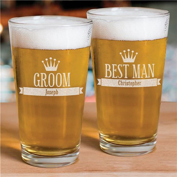 Custom Engraved Pint Glass - Groomsmen Gift - Way Up Gifts