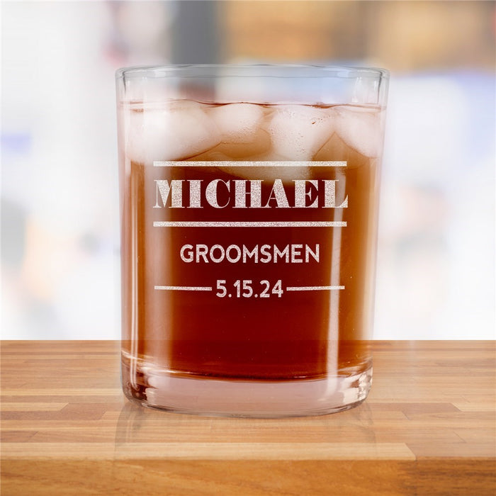 Engraved Wedding Party Rocks Glass - Way Up Gifts
