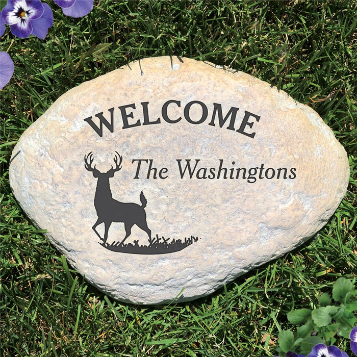 Deer Silhouette Personalized Garden Stone - Realistic Resin Design with Hide a Key - Way Up Gifts