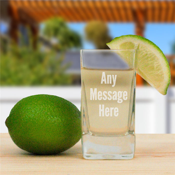 Personalized Any Message Block Square Shot Glass - Way Up Gifts