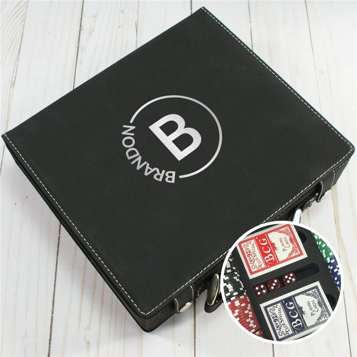 Custom Poker Set for Groomsmen - Engraved Circle Name Design - Way Up Gifts