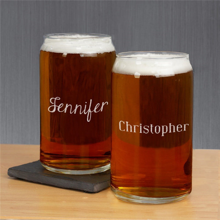 Custom Beer Can Pint Glass – Engraved with Any Name - Way Up Gifts