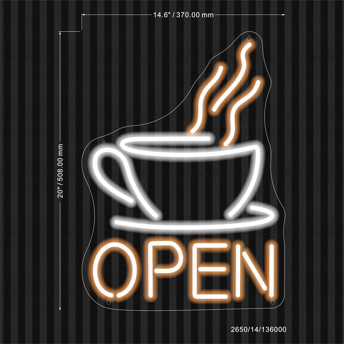 Open Coffee Cup Ultra-Bright LED Neon Sign w/ Remote - Way Up Gifts