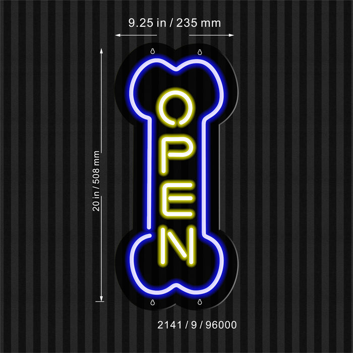Vertical Open Dog Bone Grooming Pet Shop Ultra-Bright LED Neon Sign w/ Remote - Way Up Gifts