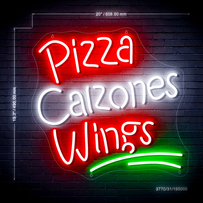 Pizza Calzones Wings Ultra-Bright LED Neon Sign w/ Remote - Way Up Gifts
