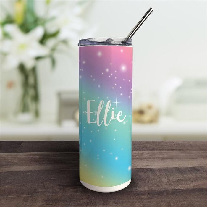 Personalized Rainbow Tumbler with Straw - Way Up Gifts