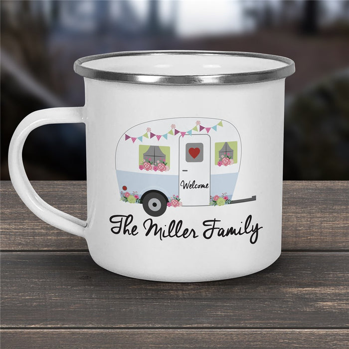Spring Camper Coffee Mug - Personalized Camping Mug with Floral Design - Way Up Gifts