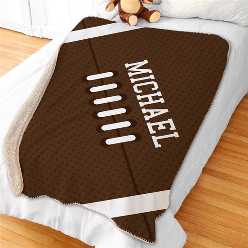 Personalized 50X60 Football Sherpa Blanket - Football Fan Personalized Throw - Sports Gift - Way Up Gifts