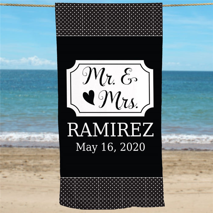 Mr. & Mrs. Honeymoon Custom Couples Beach Towel - Way Up Gifts