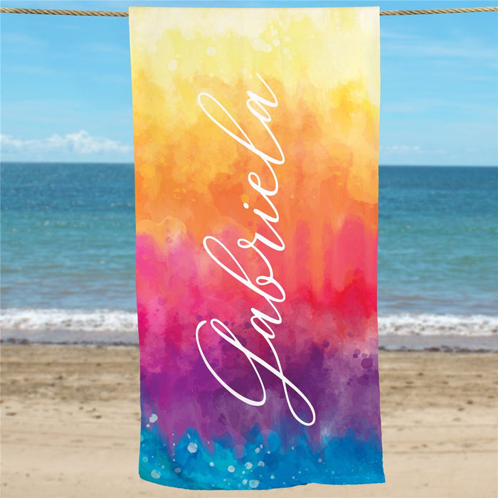 Vibrant Tie Dye Personalized Beach Towel - Way Up Gifts