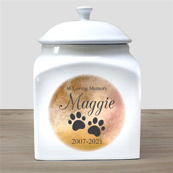 Personalized Pet Memorial Urn – Ceramic Urn with Watercolor Background for Dogs or Cats - Way Up Gifts