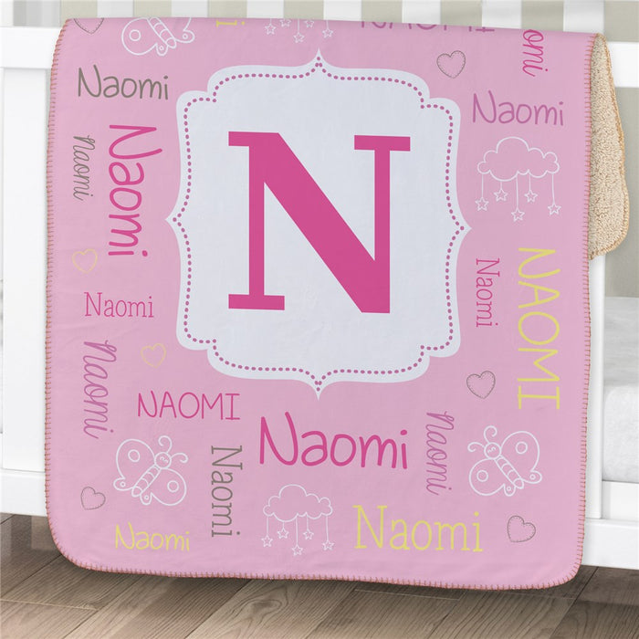 Personalized Baby Name Baby Sherpa Blanket - Personalized Infant Blanket - Way Up Gifts