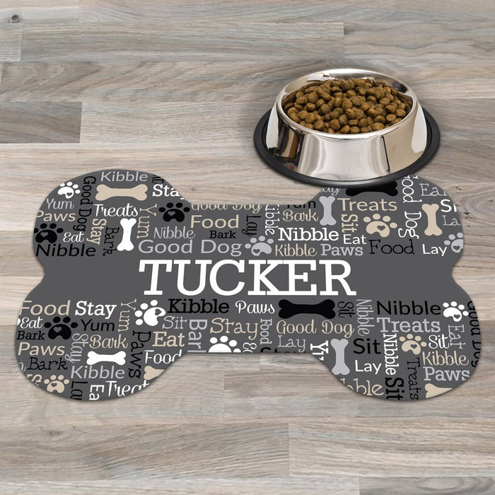 Pet Paw with Hearts Word Art Personalized Mat - Custom Dog Bone Rug - Way Up Gifts