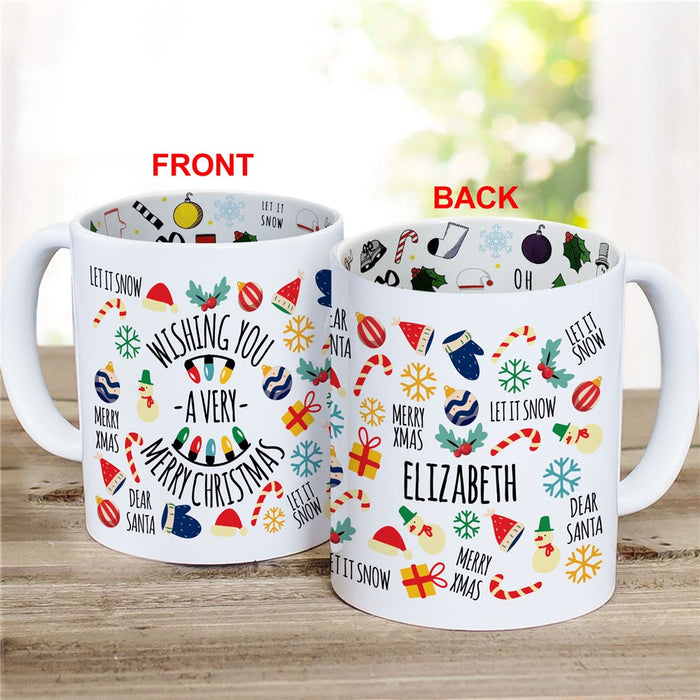 A Very Merry Christmas Mug - Custom Holiday Mug with Merry Christmas Message - Way Up Gifts