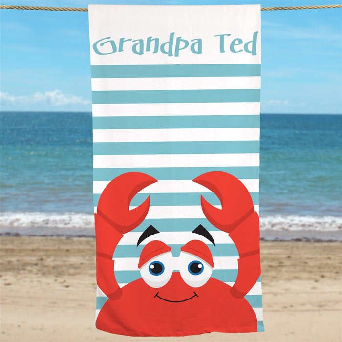 Personalized Any Text Custom Crab Beach Towel - Way Up Gifts