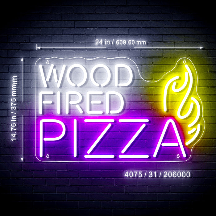 Wood Fired Pizza 3-Color Ultra-Bright LED Sign with Remote (Neon-Style, LED Technology) - Way Up Gifts