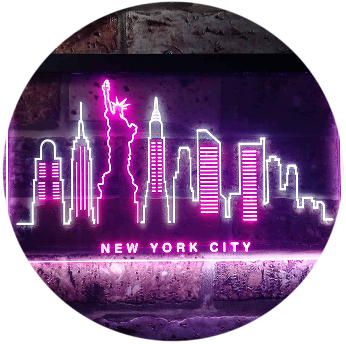 New York City Skyline Statue of Liberty LED Neon Light Sign - Way Up Gifts