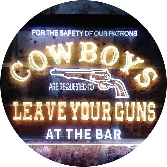 Cowboys Leave Guns Bar Western Decor LED Neon Light Sign - Way Up Gifts