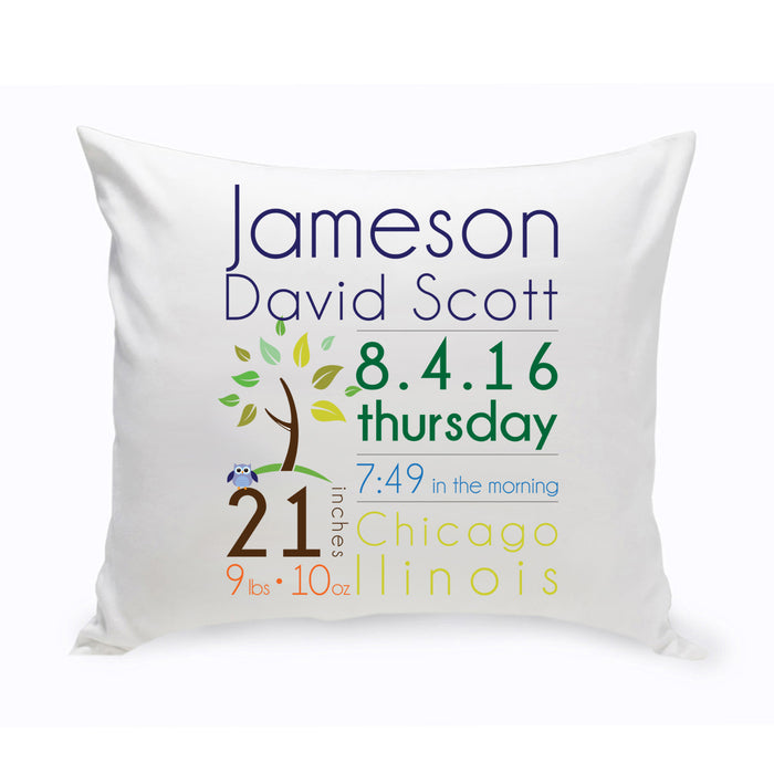 Personalized Baby Boy Announcement Throw Pillow - Way Up Gifts