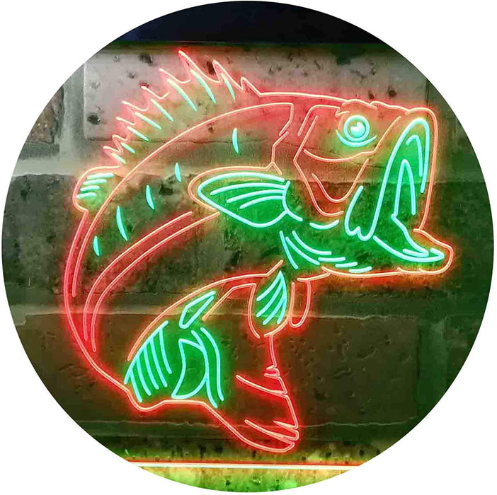 Bass Fish Cabin Decor Fishing Bait Store LED Neon Light Sign - Way Up Gifts