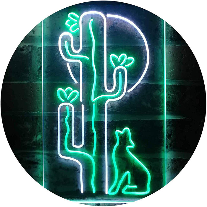 Cactus Wolf Coyote Howling Full Moon LED Neon Light Sign - Way Up Gifts