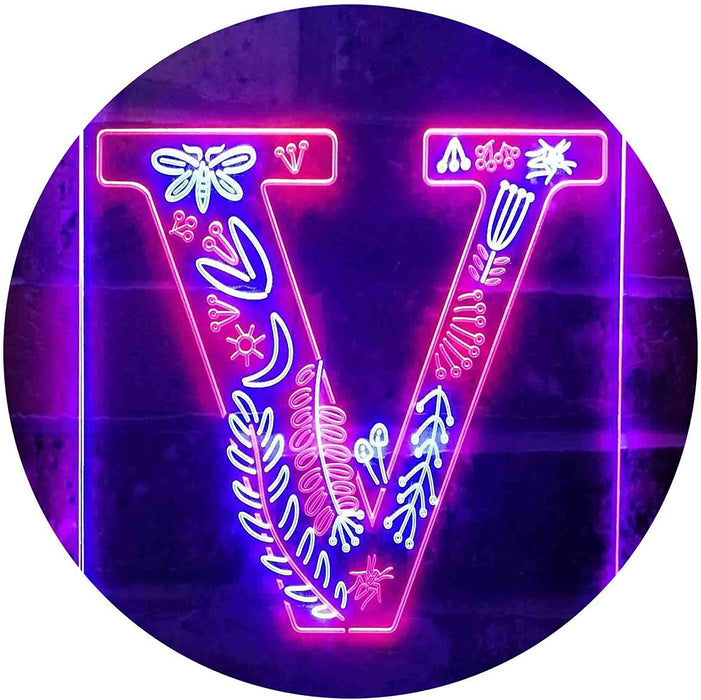 Family Name Letter V Monogram Initial LED Neon Light Sign - Way Up Gifts