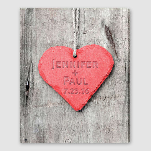 Personalized Embossed Heart Canvas Sign - Way Up Gifts