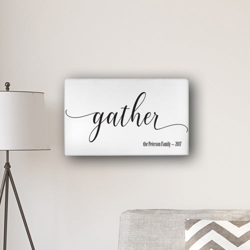 Personalized Gather Modern Farmhouse 14" x 24" Canvas Sign - Way Up Gifts