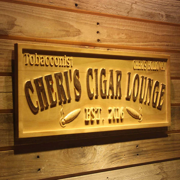 Personalized Cigar Lounge Custom Wood Sign 3D Engraved Wall Plaque - Way Up Gifts