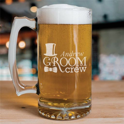 Engraved Groom Crew Glass Mug - Way Up Gifts