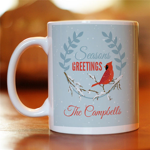 Seasons Greetings Coffee Mug - Personalized Holiday Message Mug - Way Up Gifts