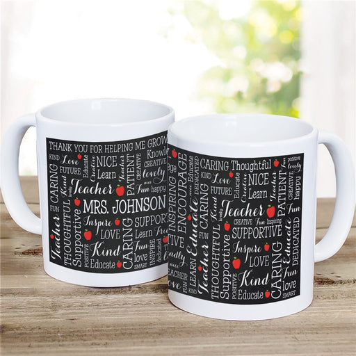 Word Art Teacher Coffee Mug - Custom Teacher Name Word Cloud Mug - Way Up Gifts