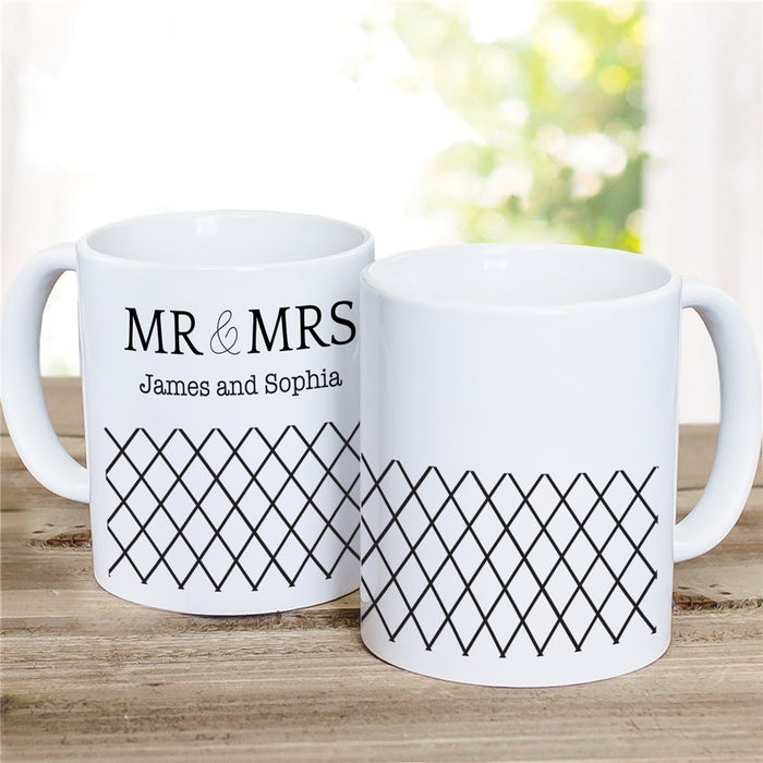 Geometric Mr. & Mrs. Coffee Mug - Personalized Newlywed Couple Mug - Way Up Gifts