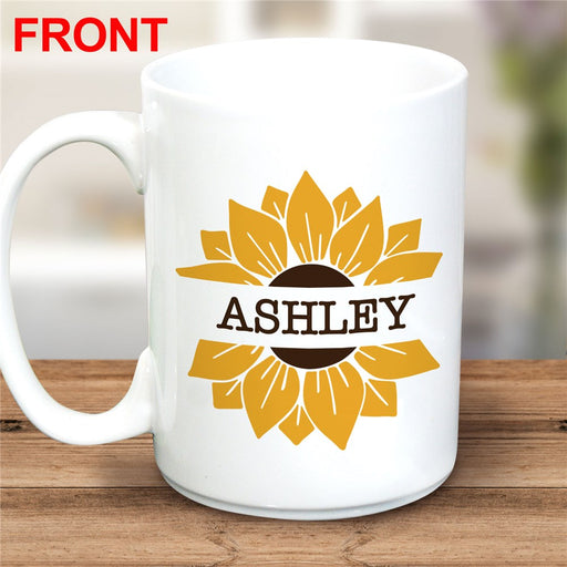 Sunflower Latte Mug - Personalized Floral Coffee Mug - Way Up Gifts