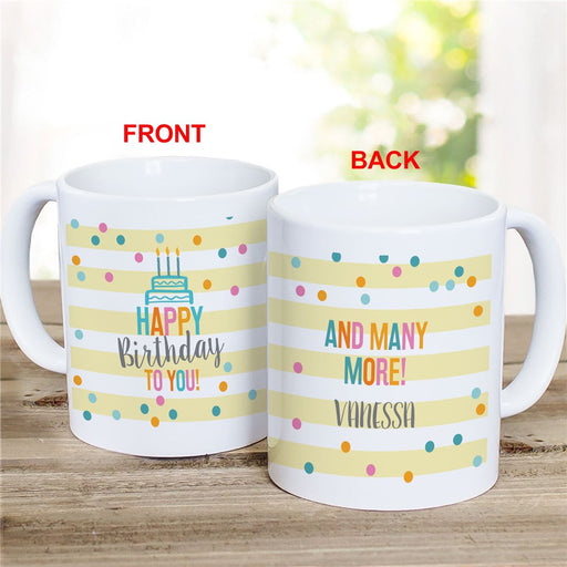 Yellow Stripes Birthday Mug - Personalized Celebration Gift - Way Up Gifts