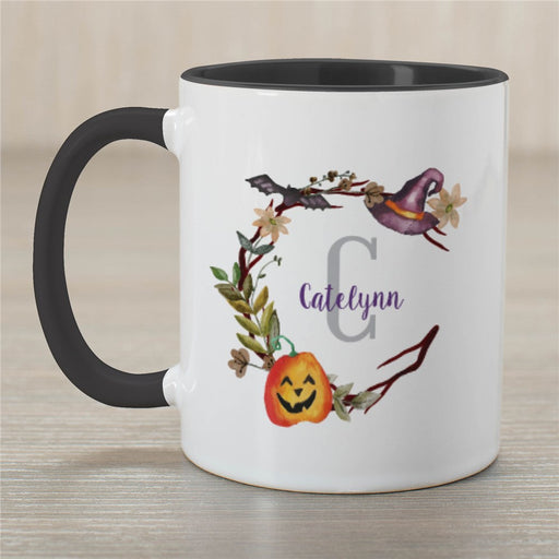 Witch's Hat Wreath Halloween Coffee Mug - Personalized Spooky Design - Way Up Gifts