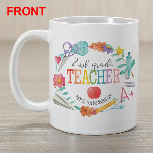 Watercolor School Wreath Coffee Mug - Personalized Teacher Gift - Way Up Gifts