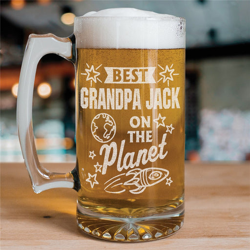 Best on the Planet Personalized Sports Glass Mug – Custom Engraved Beer Mug with Name or Title - Way Up Gifts