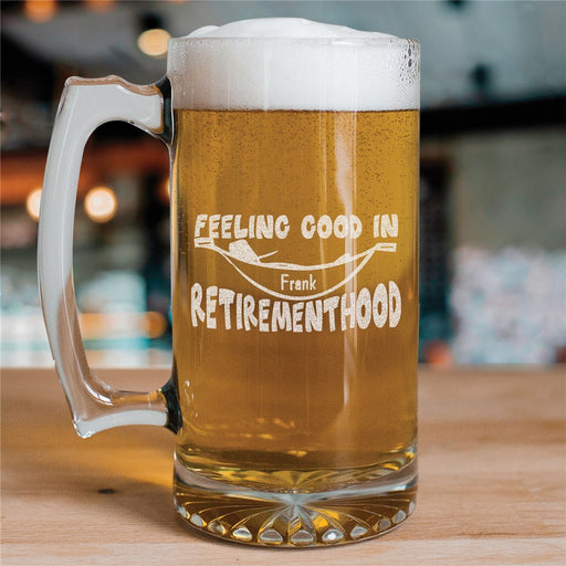Retirement Beer Mug – Personalized Large Glass Sports Mug – Custom Engraved Retirement Gift - Way Up Gifts