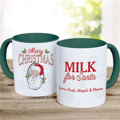 Vintage Santa Green Handle Mug - Personalized Holiday Mug - Way Up Gifts